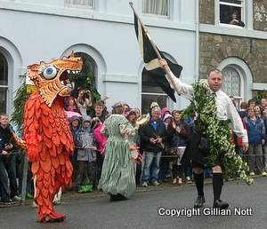 Hal-an-Tor dragon and Cornish flag